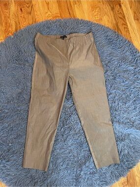 Sarah Pacini Tan Elastic Waist Pull On Cropped Linen Pants Size L